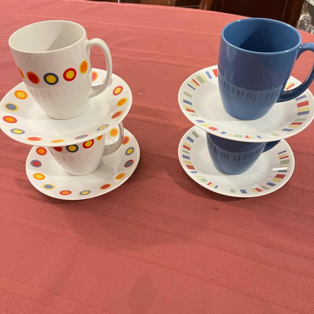 Corelle Colorful Mug and Saucer Set
